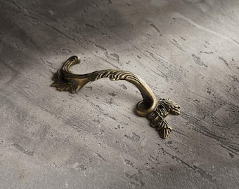 Ornate Black Door Handles / Kitchen Cabinet Knob / Art Deco Pulls / Rustic Hardware for Custom Furniture, Craft Boxes, or Home Projects