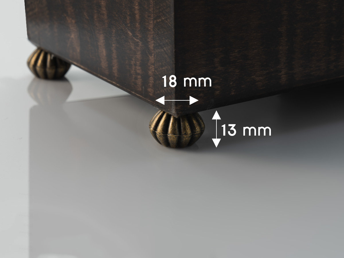 Vintage messing balmeubelpoten set 18 x 13 mm - Decoratieve metalen kastpoten voor banken, dressoirs en kist, metalen poten voor sieradendoos