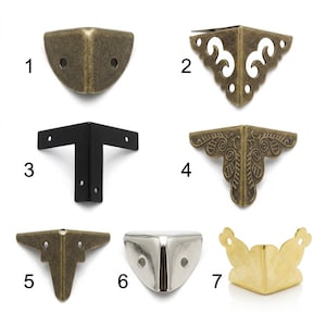 Decorative 3D Metal Corner Guards Set of 10, Antique Brass, Black & Nickel Triple Edge Protectors for Jewelry Boxes, Furniture, Crafts Pack