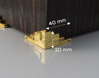 Verfijnde gouden doosvoeten set met geometrische poten, doosdecoratie 40 x 20 mm, moderne sieradenaccessoires, stijlvol modern voetontwerp