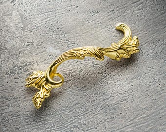 Ornate Carved Cabinet Handles, Vintage Antique Gold Drawer Pulls, Small Designer Metal Luxury Knobs, Decor Box Pulls Vintage Drawer Knobs