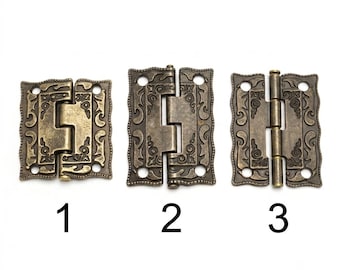 10pcs Antique Brass Hinges Jewelry Chest Hardware DIY Craft Supplies Miniature Closures