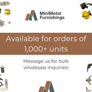 The image is a promotional graphic for a company called MiniMetal Furnishings, which offers bulk wholesale inquiries. The graphic features various items such as tools, hardware, and other objects, along with the company's logo and text.