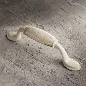 Keramik Gold Marmor Dresser Griffe, Küchenbeschläge, dekorative Möbel Griff, weißen Griff