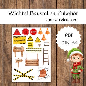 Wichtel Baustellen Zubehör zum ausdrucken | Adventszeit mit Wichtel | Wichtelbriefe | Wichteleinzug | Digitaler Download | DIN A4 | PDF