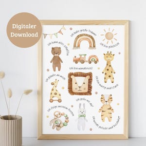 Carteles de afirmación para niños | Diseño de vida silvestre | Regalo Nacimiento Cumpleaños | Decoración Habitación Infantil | Descarga digital | PDF | DIN A4