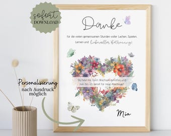 Farewell gift for educators | Farewell from kindergarten, nursery, or daycare provider | Thank you flowers | DIY personalization | Digital download PDF