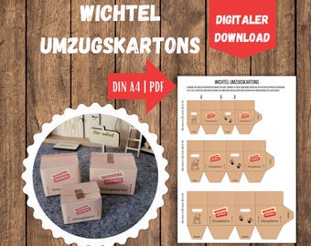 Wichtel Umzugskartons zum ausdrucken | Adventszeit | Wichtel Zubehör | Wichtelbriefe | Wichteleinzug | Digitaler Download | DIN A4 | PDF