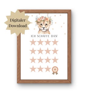Belohnungstafel für Kinder mit Löwen Motiv | Belohnungssystem | Ich schaffe das | PDF | Belohnungsplan | Digitaler Download | Motivation