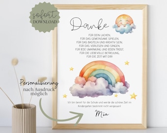 Farewell gift for teachers | Kindergarten graduation | Rainbow | Preschoolers | Thank you | DIY personalization | Digital download PDF