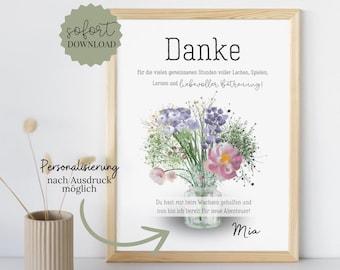 Farewell gift for educators | Farewell from kindergarten + nursery + daycare provider | Thank you | Flowers | DIY personalization | Digital download PDF
