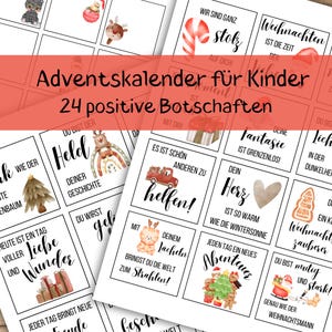 Adventskalender für Kinder ausdrucken | liebevolle Botschaften | Brotdosen Nachrichten | DIY Adventskalender | Kalender basteln | PDF DIN A4