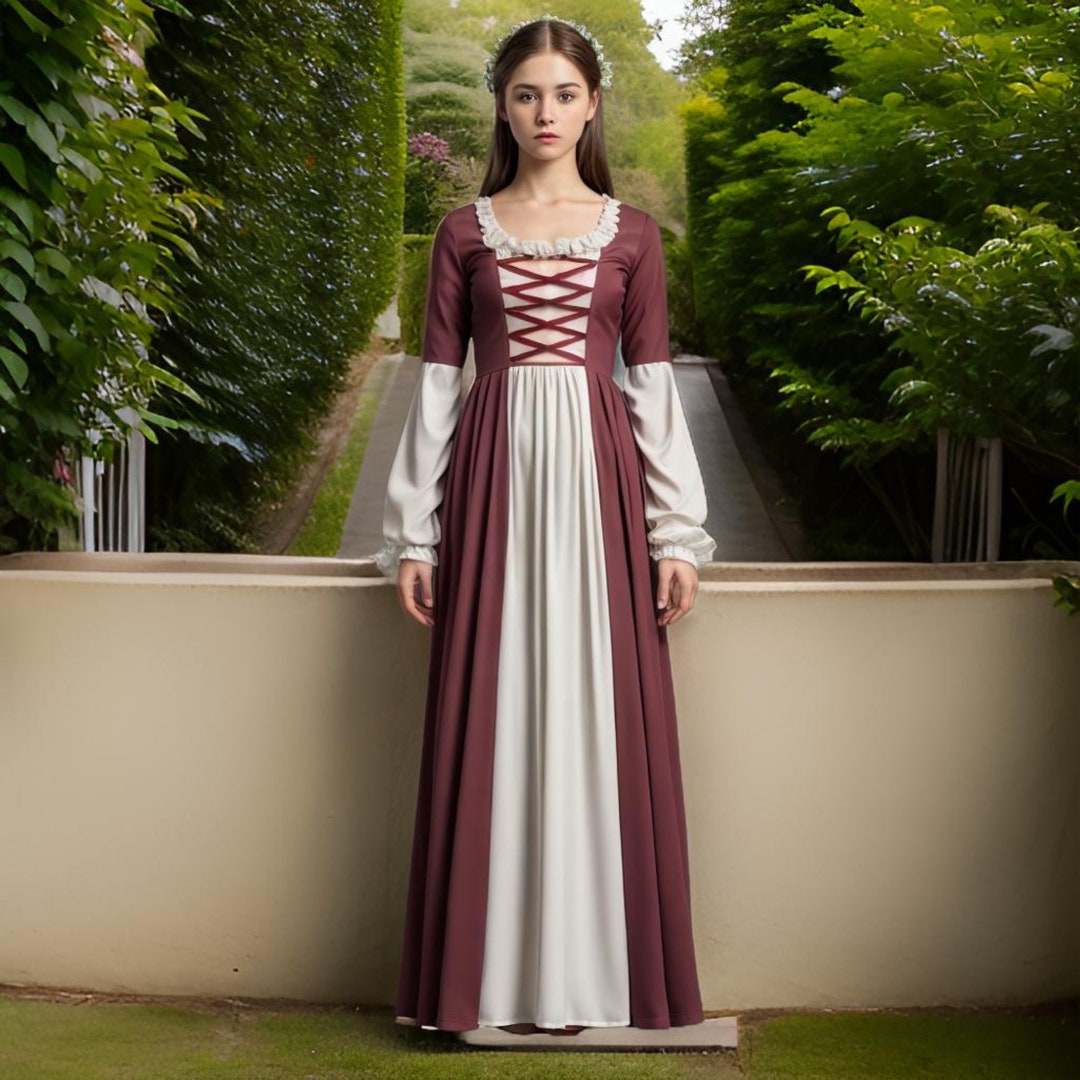 Regal Renaissance Festival Gown | Medieval-inspired Robe | Elegant ...
