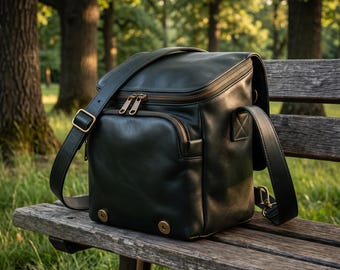 Genuine Leather Camera Bag | DSLR Camera Bag Crossbody | Photographer Bag with Dividers