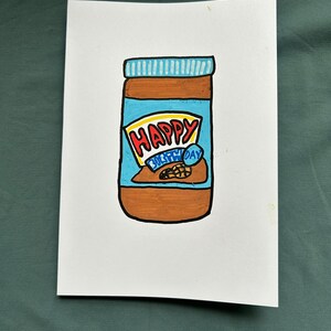 Cartão de aniversário Skippy feito à mão com pasta de amendoim