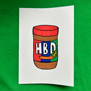 Cartão de aniversário feito à mão com pasta de amendoim JIF