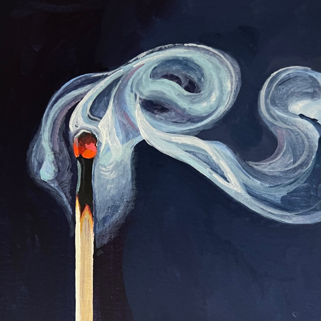 Match Smoke 6x6 Gouache Original Painting Etsy