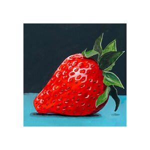 The Strawberry & The Caterpillar A4 Giclée Print Caterpillar Rich Dark Still Life: Strawberry Still Life by Victoria Nelson
