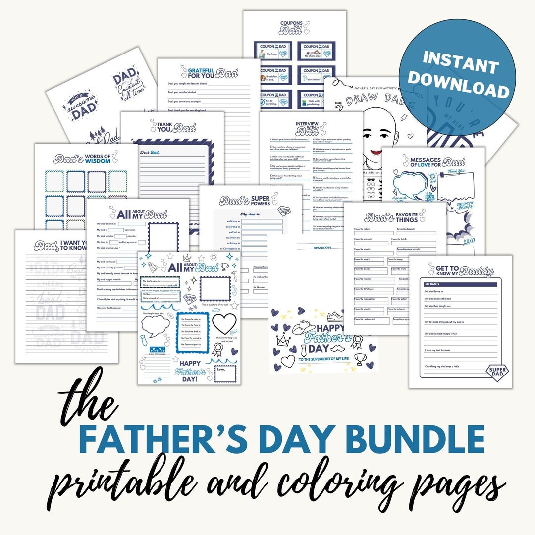 All About My Dad Printable Fathers Day Questionnaire Dad Gift From Kids ...