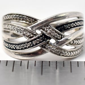 Diamond Band Ring in Sterling Silver 925