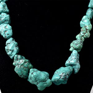 Chunky Turquoise Gemstone Adjustable Necklace in Sterling Silver