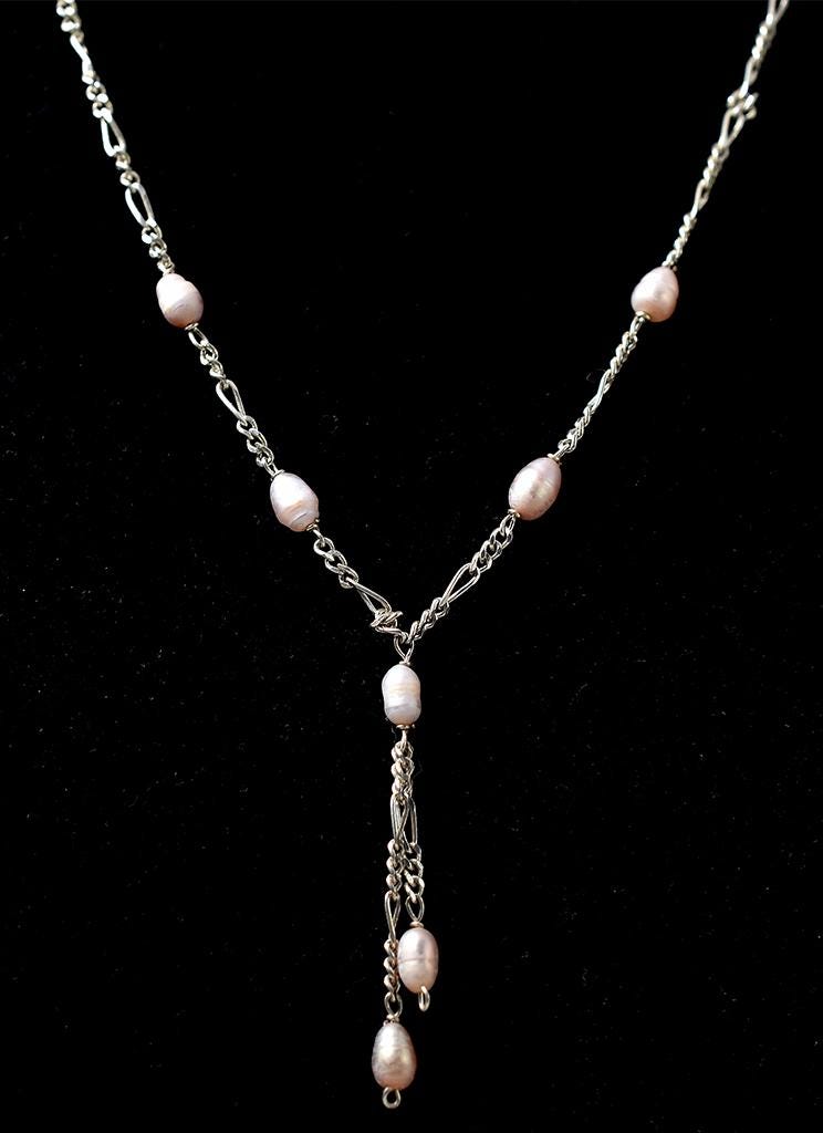 Pearl Tassel Necklace in Sterling Silver 925
