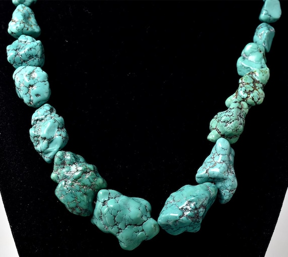 Chunky Turquoise Gemstone Adjustable Necklace in … - image 1