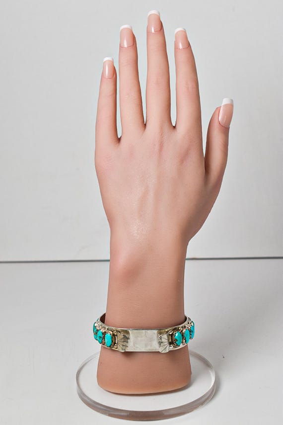 Sterling Silver Zuni Turquoise Gemstone Cuff Bracelet P. Yatsattie