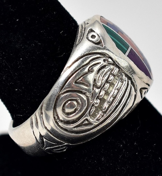 Native American Multi-Gemstone Ring in Sterling S… - image 2
