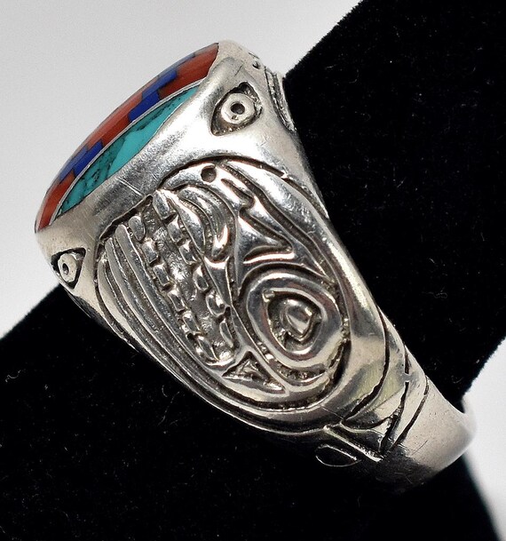 Native American Multi-Gemstone Ring in Sterling S… - image 3