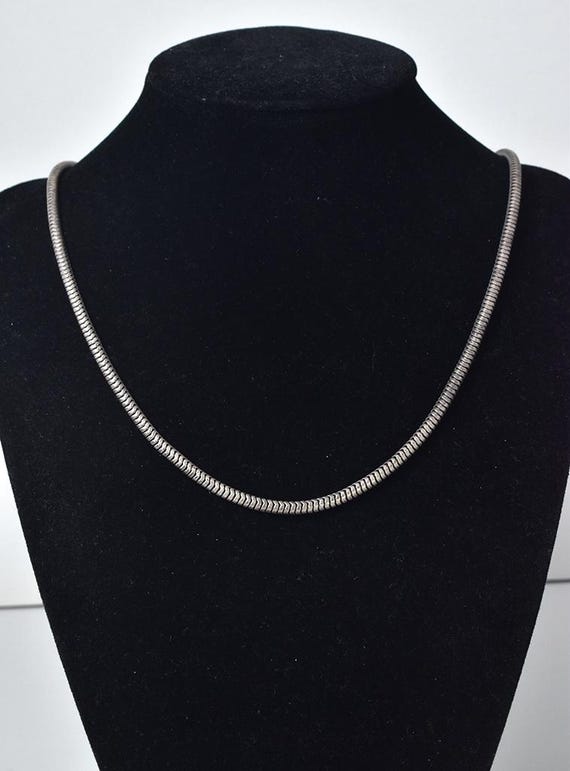 Snake Chain Link Necklace in Sterling Silver
