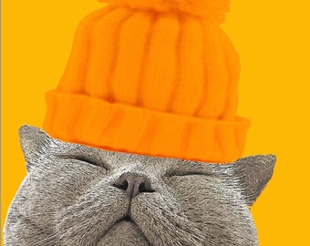 Cat Orange Wooly Pop Art Print by Giraffes and Robots