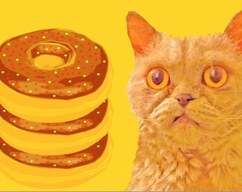 cat doughnuts Pop Art Print by Giraffes and Robots