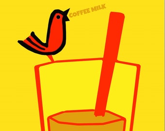 Coffee Milk   Art Print by Giraffes and Robots