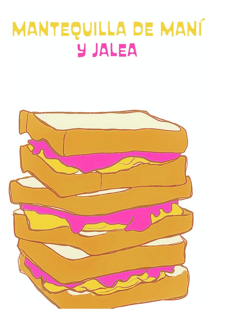 Peanut Butter Jelly Spanish POP Art Print by Giraffes and Robots Etsy