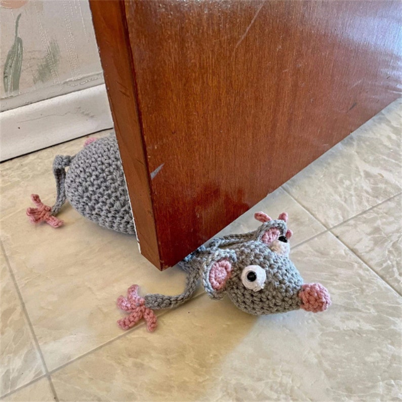 Crochet Door Stopper, Mouse Crochet, Rat Amigurumi, Hand Knit Door Stop