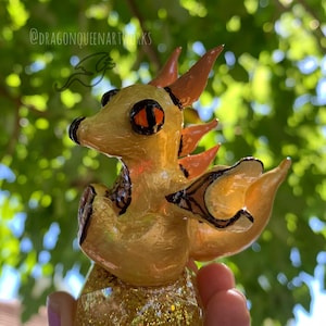 Handmade Miniature Dragon Figurine ( Gold ) | Hand Painted Collectors Item | Gift for Her | Gift for Him | Customizable