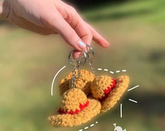 Crocheted Straw Hat Keychain: One Piece Anime Fan Gift