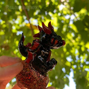 Handmade Miniature Dragon Figurine (Black) | Hand Painted Collectors Item | Gift for Her | Gift for Him | Customizable