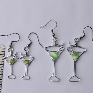 Martini Glass Earrings Unique Gift for Bartenders, Cocktail Earrings, Martini Olive image 8