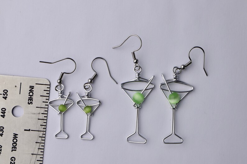 Martini Glass Earrings Unique Gift for Bartenders, Cocktail Earrings, Martini Olive image 8