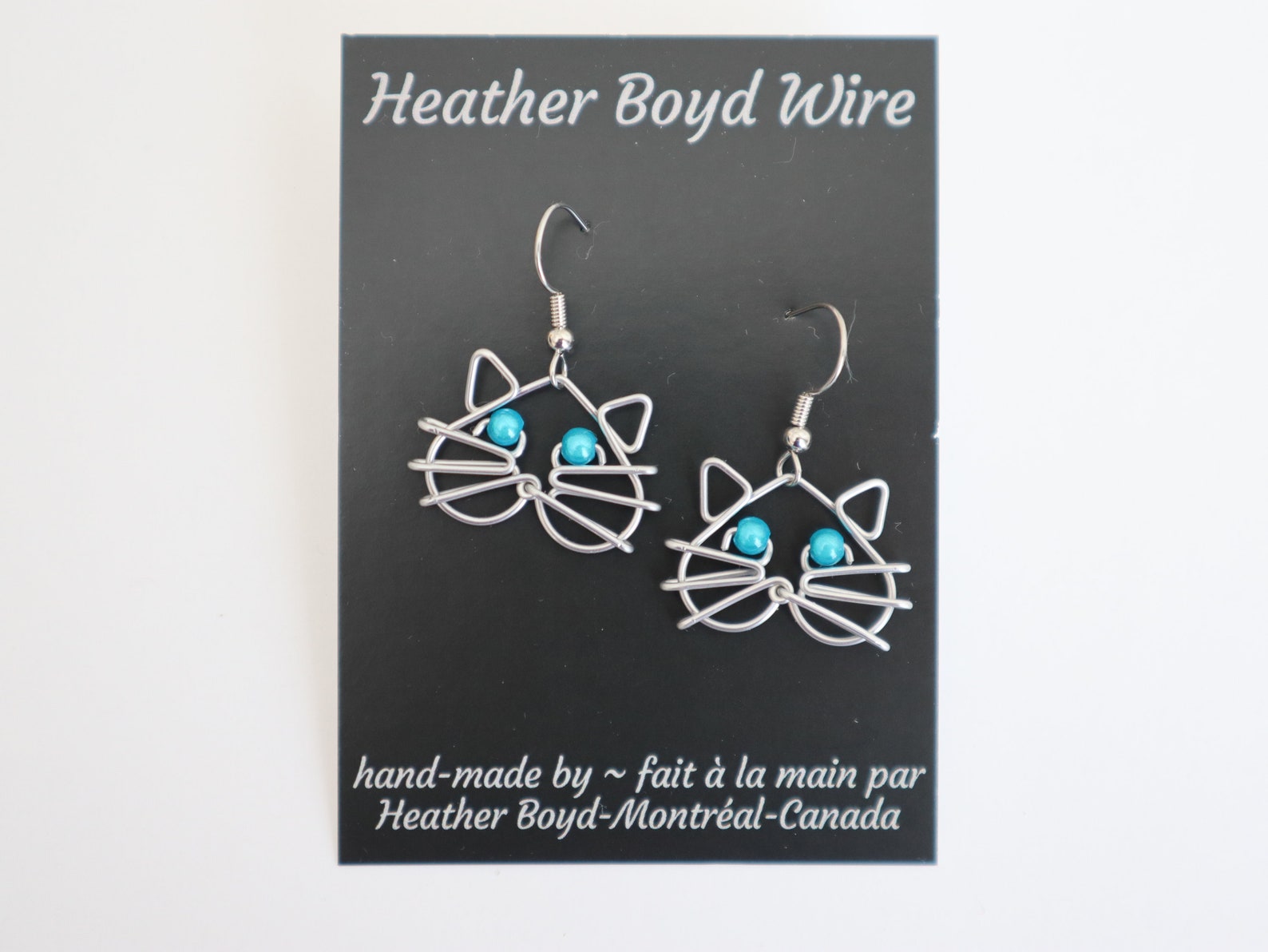 Cat Face Earrings With Miracle Beads // Gift for Cat Lovers Etsy
