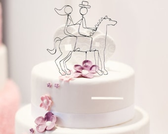 Silhouette Horse Riders Wedding Cake Topper