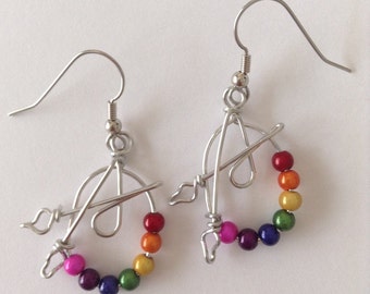 Painter's Palette Earrings, Gift for Artists, Wire Art Jewelry