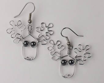 Wire Moose Earrings Dangling