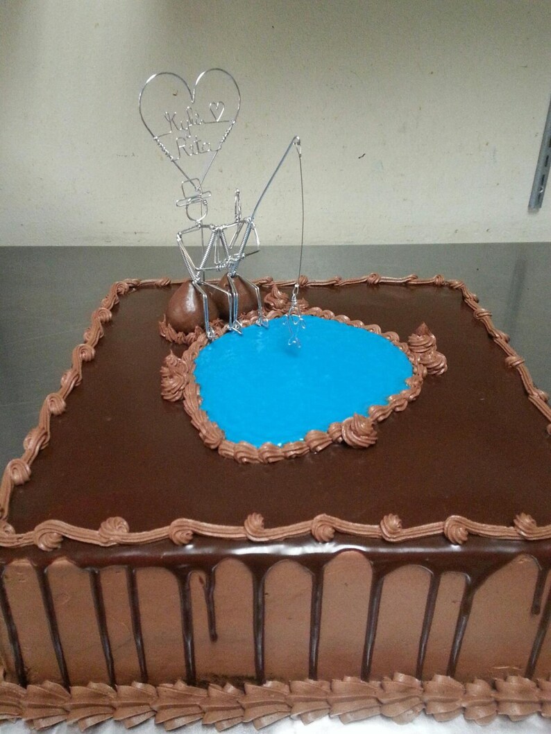 gone fishing wedding cake topper