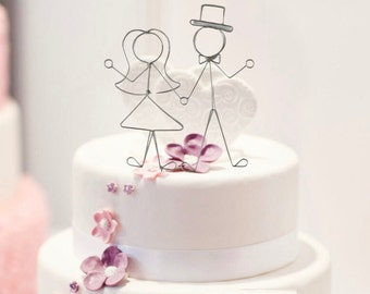 Wedding Cake Topper Bride and Groom Stick Figures