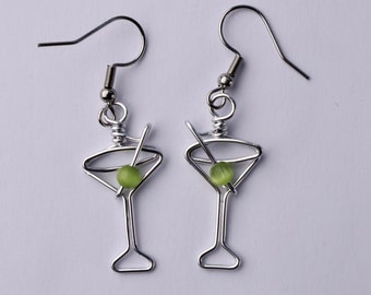 Martini Glass Earrings, Cocktail Earrings, Gift for Bartender