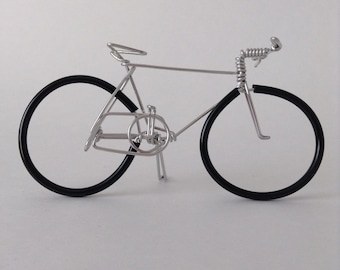 Bike Sculpture black wheels, Freestanding Mountain or Racing Bicycle Ornament or Wedding Cake Topper