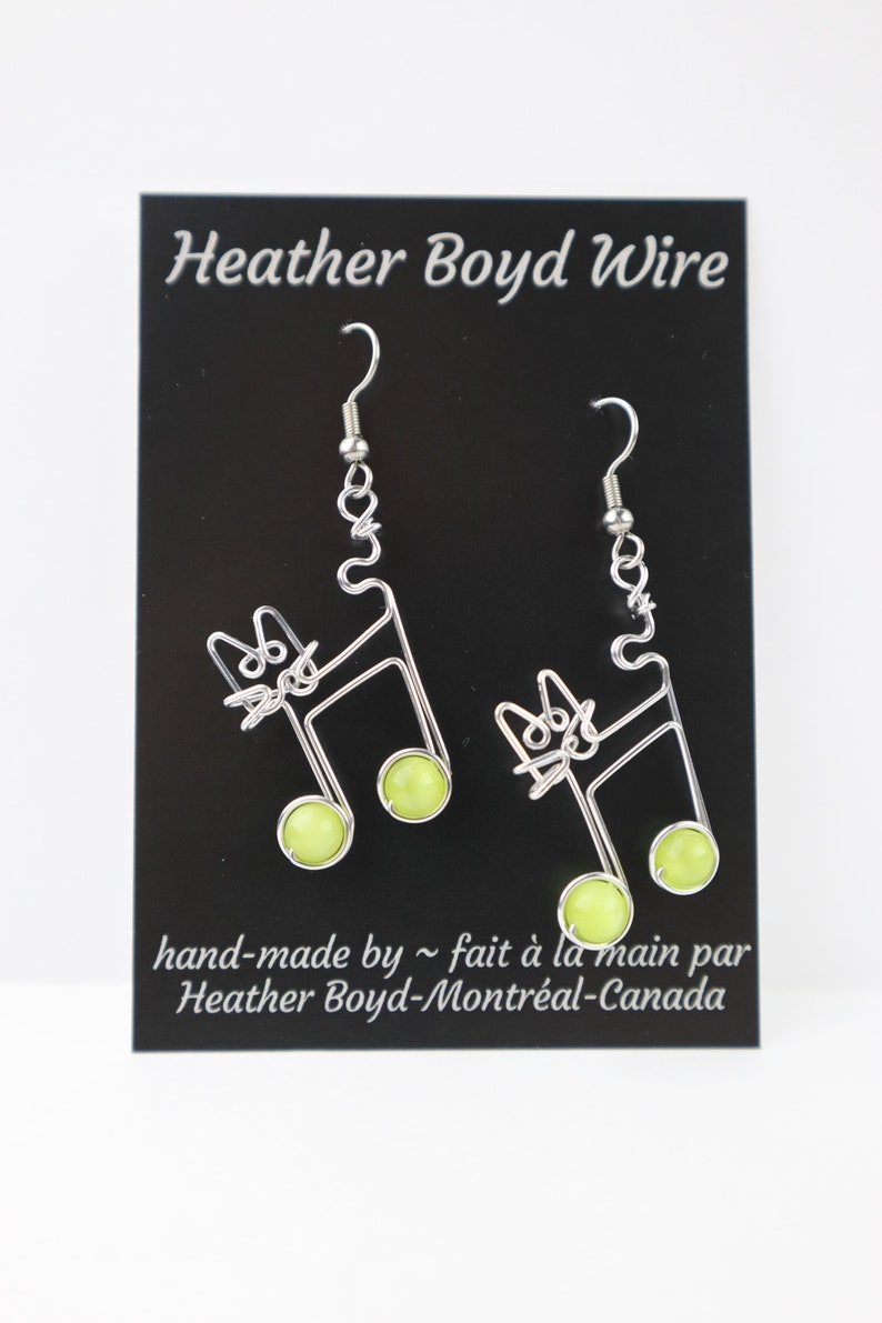 Cat Music Notes Earrings // Gift for Cat Lovers and Musicians image 3